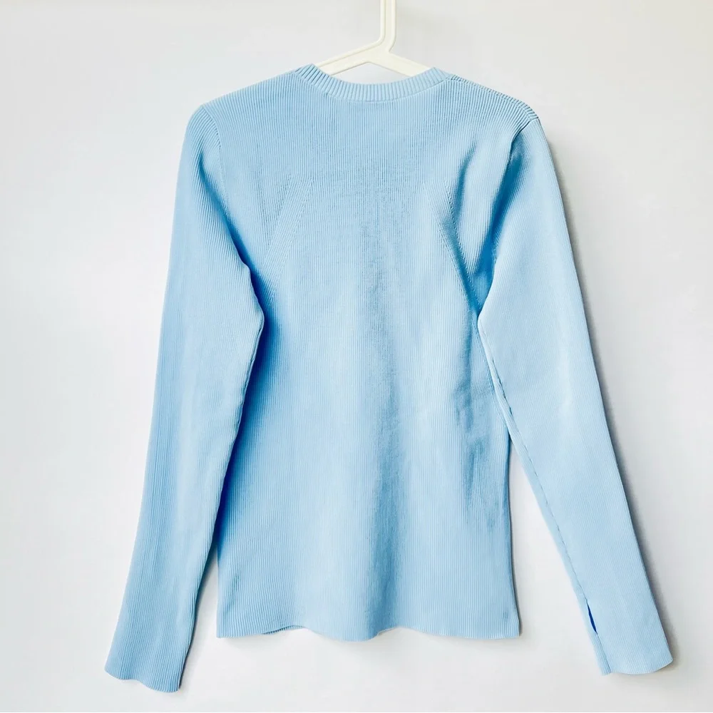 Helmut Lang ribbed knit base sweater in baby blue - Picture 4 of 7